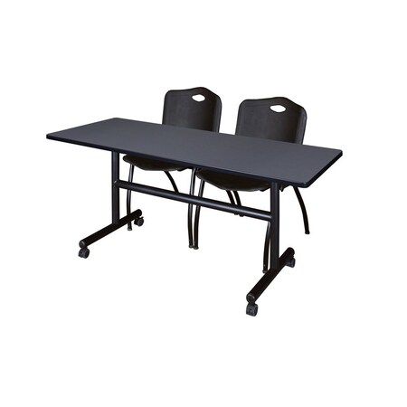 FlipTop Table, 60" W, 29" H, Laminate Top, Gray