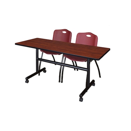 FlipTop Table, 60" W, 29" H, Laminate Top, Cherry