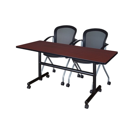 Rectangle FlipTop Table, 60" W, 29" H, Laminate Top, Mahogany