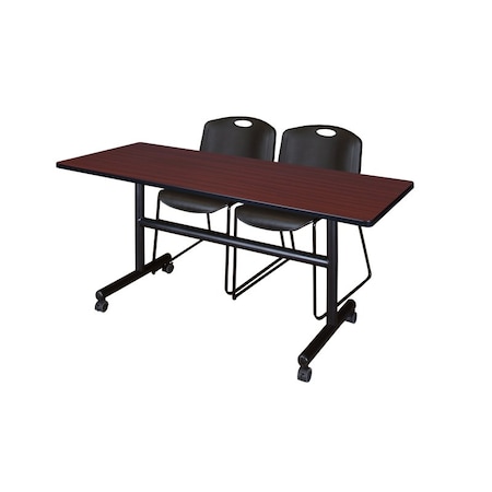 FlipTop Table, 60" W, 29" H, Laminate Top, Mahogany