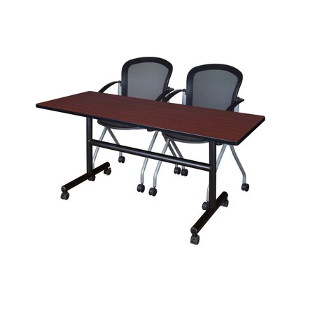 Rectangle FlipTop Table, 60" W, 29" H, Laminate Top, Mahogany
