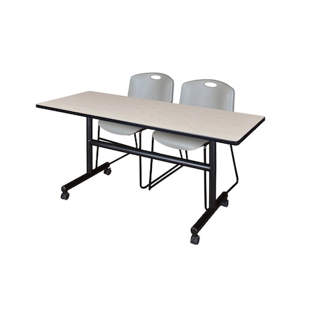 Rectangle FlipTop Table, 60" W, 29" H, Laminate Top, Maple