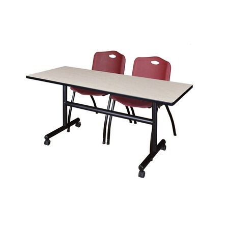 Rectangle FlipTop Table, 60" W, 29" H, Laminate Top, Maple