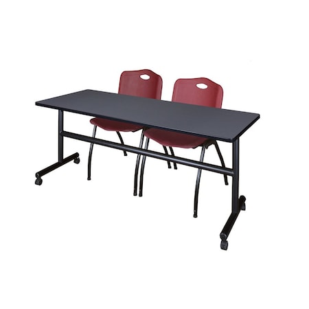 Rectangle Tables > Nesting Tables > Kobe Flip Top Table & Chair Sets, 72 W, 24 L, 29 H, Grey