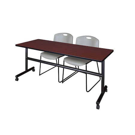 Rectangle FlipTop Table, 72" W, 29" H, Laminate Top, Mahogany