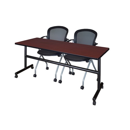 Rectangle FlipTop Table, 72" W, 29" H, Laminate Top, Mahogany