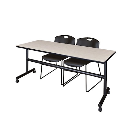 Rectangle FlipTop Table, 72" W, 29" H, Laminate Top, Maple