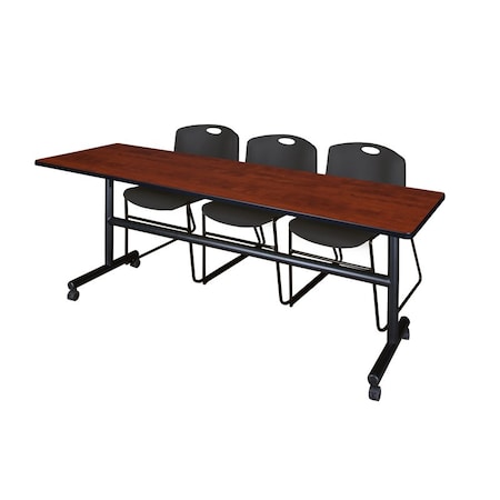 Rectangle FlipTop Table, 84" W, 29" H, Laminate Top, Cherry