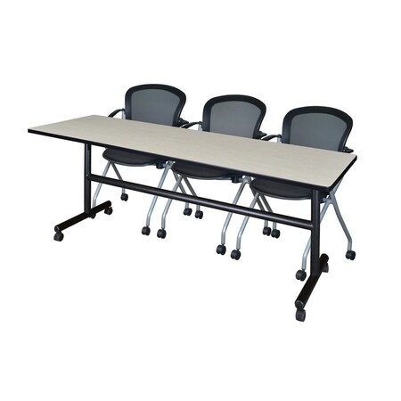 Rectangle Mobile table, 84" W, 29" H, Laminate Top, Maple