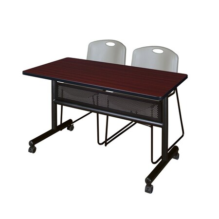 Rectangle FlipTop Table, 48" W, 29" H, Laminate Top, Mahogany