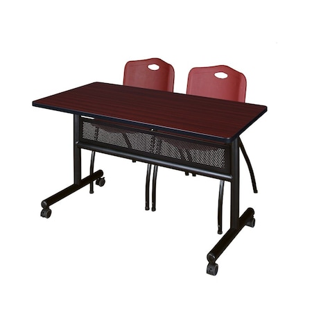 Rectangle FlipTop Table, 48" W, 29" H, Laminate Top, Mahogany