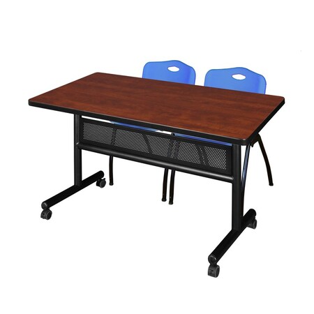 Rectangle Mobile table, 48" W, 29" H, Laminate Top, Cherry
