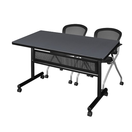 Rectangle FlipTop Table, 48" W, 29" H, Laminate Top, Gray