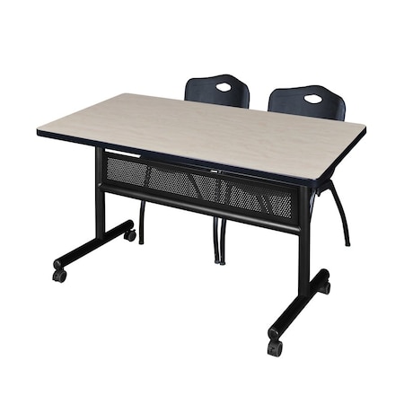 Rectangle Mobile table, 48" W, 29" H, Laminate Top, Maple
