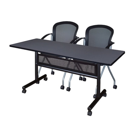Rectangle FlipTop Table, 60" W, 29" H, Laminate Top, Gray