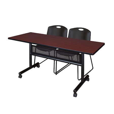 Rectangle FlipTop Table, 60" W, 29" H, Laminate Top, Mahogany
