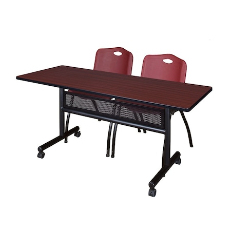 Rectangle FlipTop Table, 60" W, 29" H, Laminate Top, Mahogany
