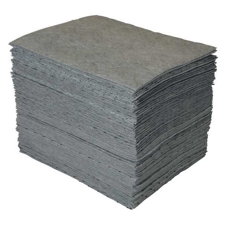 Sorbent Pad, 30 gal, 15 in x 19 in, Universal, Gray, 100 PK