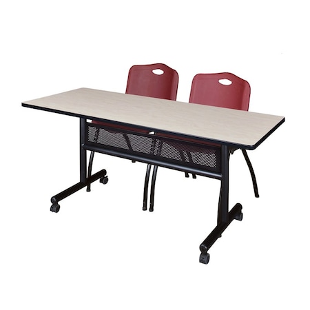 Rectangle FlipTop Table, 60" W, 29" H, Laminate Top, Maple