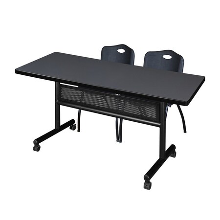 Rectangle FlipTop Table, 60" W, 29" H, Laminate Top, Gray