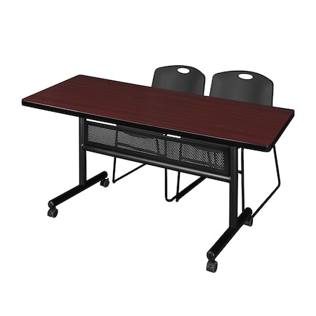 Rectangle FlipTop Table, 60" W, 29" H, Laminate Top, Mahogany