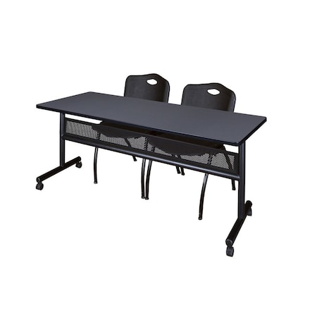 Rectangle FlipTop Table, 72" W, 29" H, Laminate Top, Gray
