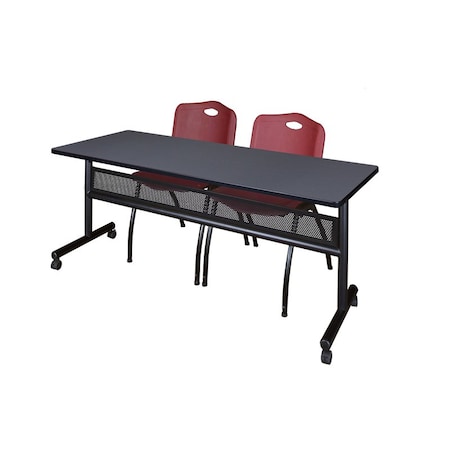 Rectangle FlipTop Table, 72" W, 29" H, Laminate Top, Gray