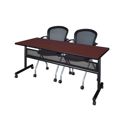 Rectangle FlipTop Table, 72" W, 29" H, Laminate Top, Mahogany