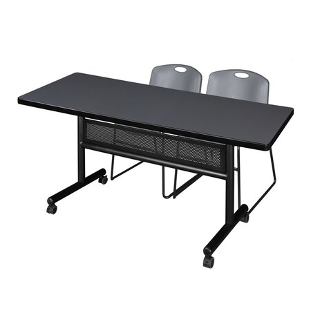 Rectangle FlipTop Table, 72" W, 29" H, Laminate Top, Gray