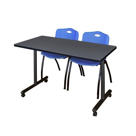 Rectangle Tables > Training Tables > Kobe Mobile Table & Chair Sets, 48 W, 24 L, 29 H, Grey