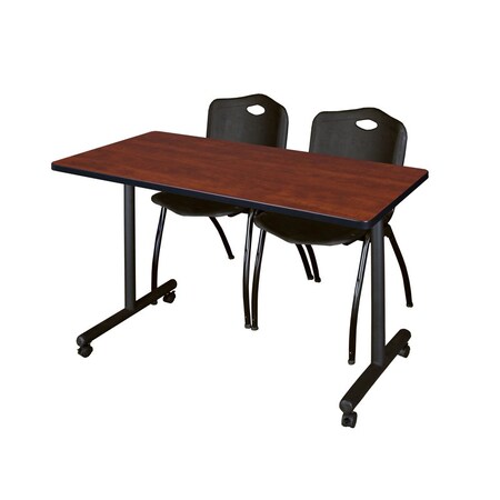 Rectangle Tables > Training Tables > Kobe Mobile Table & Chair Sets, 48 W, 24 L, 29 H, Cherry