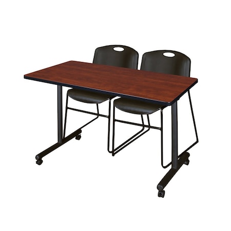 Rectangle Tables > Training Tables > Kobe Mobile Table & Chair Sets, 48 W, 24 L, 29 H, Cherry