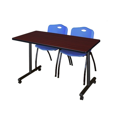 Rectangle Tables > Training Tables > Kobe Mobile Table & Chair Sets, 48 W, 24 L, 29 H, Mahogany