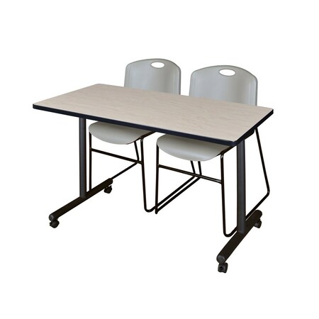 Rectangle Tables > Training Tables > Kobe Mobile Table & Chair Sets, 48 W, 24 L, 29 H, Maple