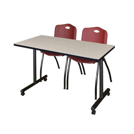 Rectangle Tables > Training Tables > Kobe Mobile Table & Chair Sets, 48 W, 24 L, 29 H, Maple