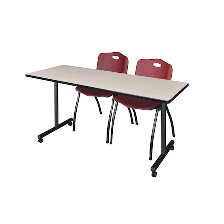 Rectangle Mobile table, 60" W, 29" H, Laminate Top, Maple
