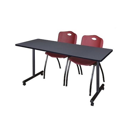 Rectangle Mobile table, 66" W, 29" H, Laminate Top, Gray