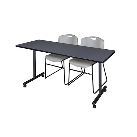Rectangle Mobile table, 72" W, 29" H, Laminate Top, Gray