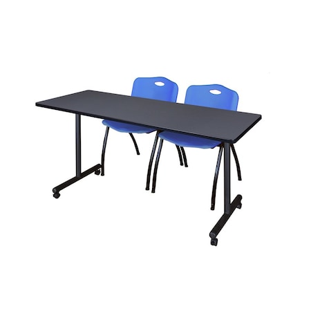 Rectangle Mobile table, 72" W, 29" H, Laminate Top, Gray