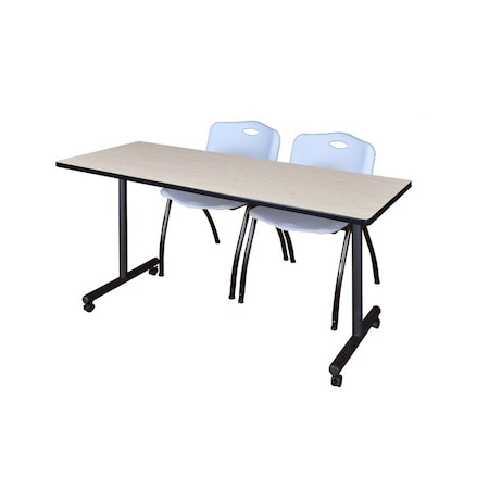 Rectangle Mobile table, 72" W, 29" H, Laminate Top, Maple