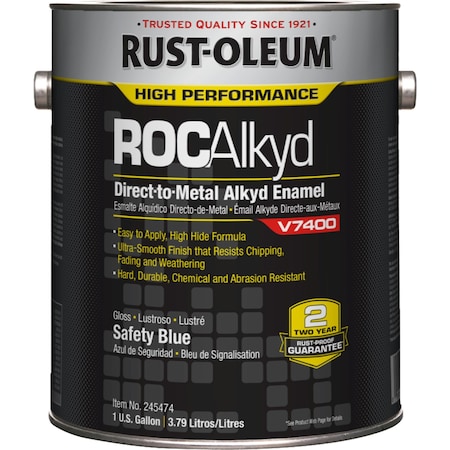 Interior/Exterior Paint, High Gloss, Oil Base, Safety Blue, 1 gal