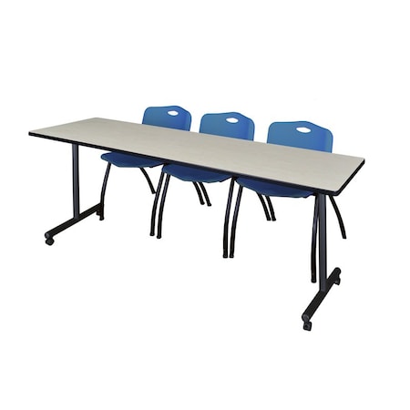 Rectangle Mobile table, 84" W, 29" H, Laminate Top, Maple