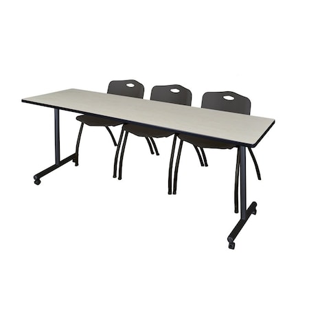 Rectangle Mobile table, 84" W, 29" H, Laminate Top, Maple