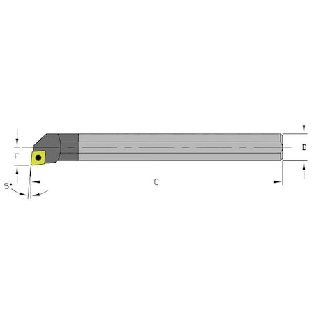 Indexable Boring Bar, E08J SCLCR3, 4-1/2 in L, Carbide, 80 Degrees  Diamond Insert Shape