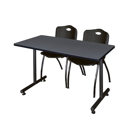 Rectangle Tables > Training Tables > Kobe Training Table & Chair Sets, 48 W, 30 L, 29 H, Grey