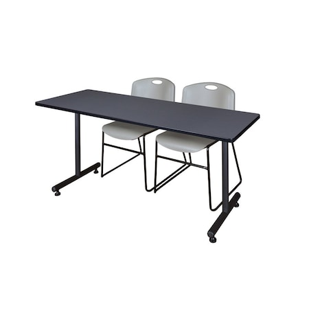 Rectangle Training Table, 66" W, 29" H, Laminate Top, Gray