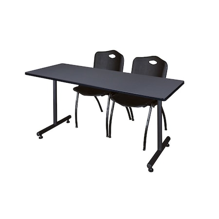 Rectangle Kobe Trng Table,w/2M Stack Chairs,66x30", 66" W, 29" H, Laminate Top, Gray