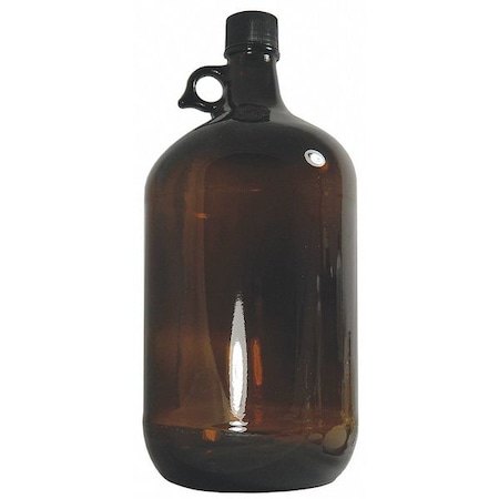 Jug, 3.79 L Capacity - mL, 1 gal Capacity - oz, Screw On Closure, Glass, Integral Shoulder Handle