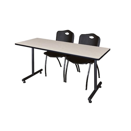 Rectangle Kobe Trng Table,w/2M Stack Chairs,66x30", 66" W, 29" H, Laminate Top, Maple
