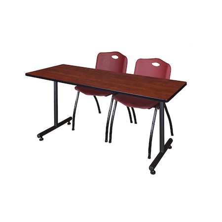 Rectangle Mobile table, 72" W, 72" H, Laminate Top, Cherry